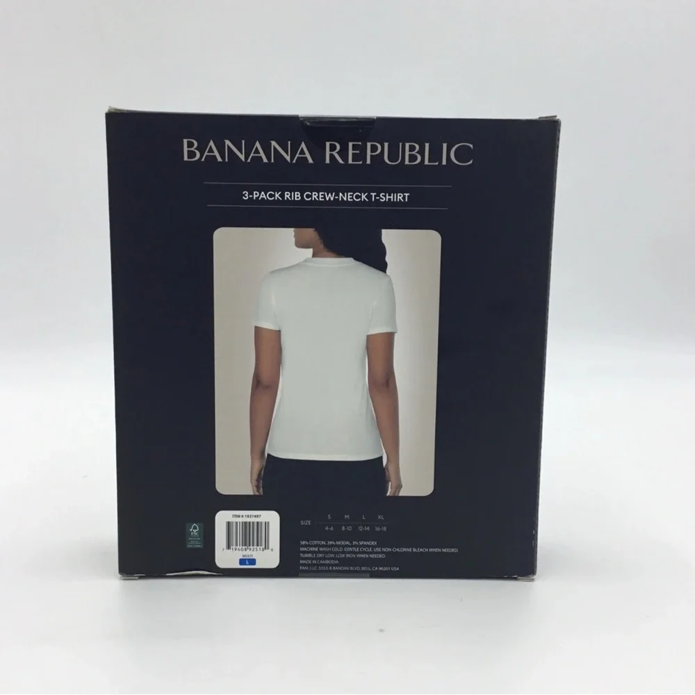 Banana Republic women’s Crew-Neck T-Shirt 3-Pack - White, Gray, Black - Picture 5 of 5